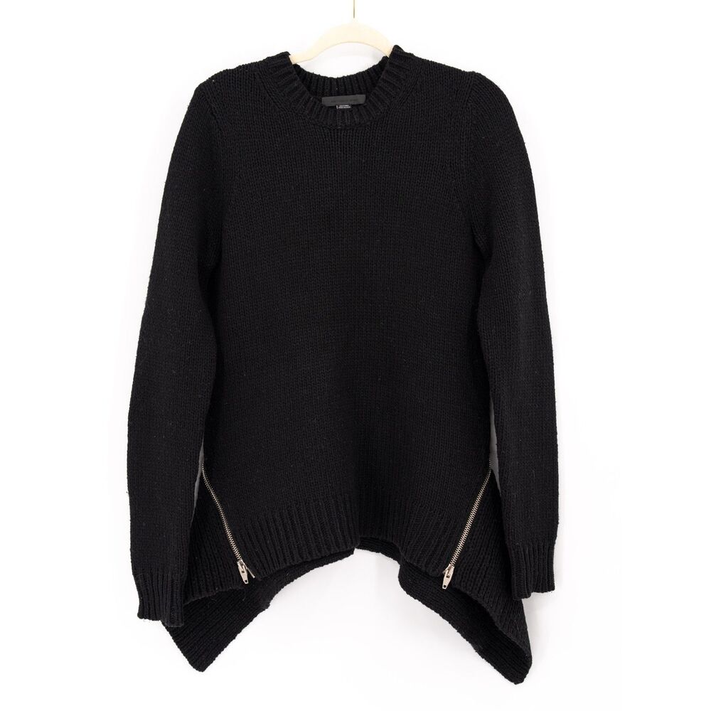 Alexander Wang Womens XS Sweater Black Knit Long Sleeve Zip Back Pull Over Top